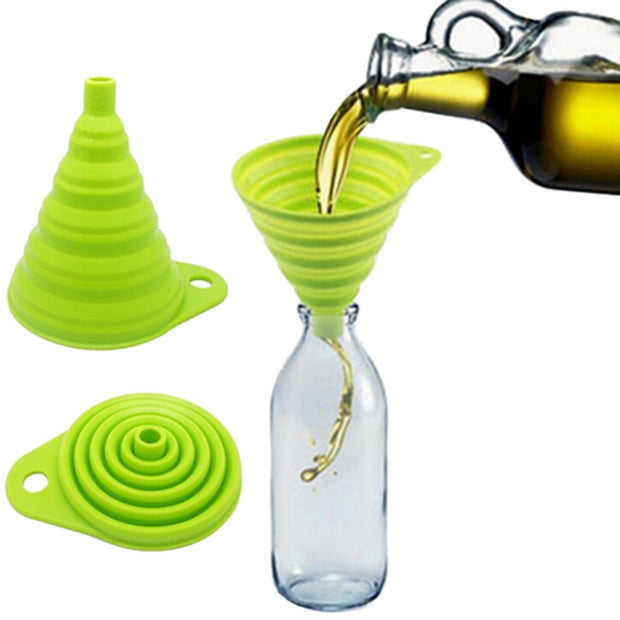 New Arrival Mini Silicone Gel Foldable Collapsible Style Funnel Hopper Practical Kitchen Tool