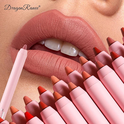 12 Colors Nude Matte Lipstick Pen Lip Liner Pencil Waterproof Long Lasting Lipgloss Plum Pink Plump Lip Stain Korean Makeup YZL9