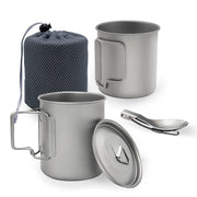 Camping Mug Titanium Cup Tourist Tableware Picnic Utensils Outdoor Kitchen Equipment With Tableware Travel Cooking Set Cookware