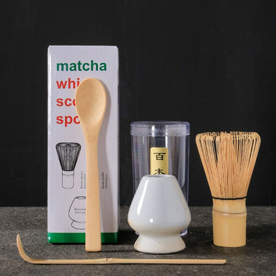 4 in 1 Matcha Set Bamboo Whisk Teaspoon Ceramic Bowl Tranditional Tea Sets Home Tea-making Tools Accessories Birthday Gifts