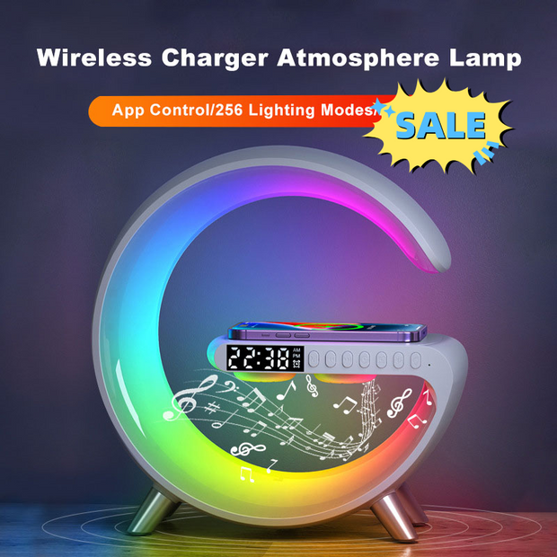 Intelligent Atmosphere Lamp Bluetooth Speaker Wireless Charger Bedside Lamp Sunrise Wake-up Lamp Polar Lamp Alarm Clock